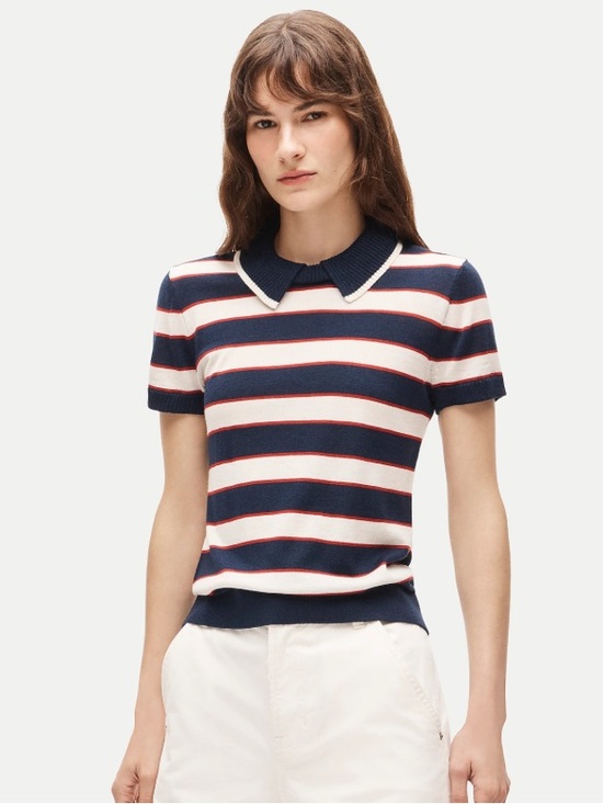 J. Crew Sweaters - J crew navy stripe Sweater-polo in striped merino wool
